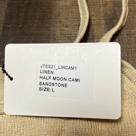 Joos Tricot Womens half-moon crop camisole Linen Sandstone Lg Summer knit casual - Picture 7 of 9